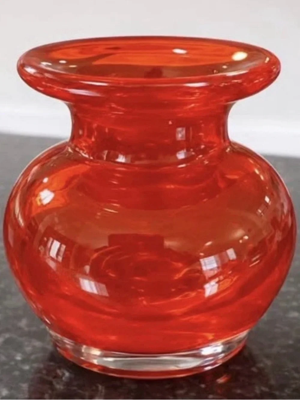 Small Orange-Red Art Glass Bud Vase | Hand-Blown Style Accent Vase